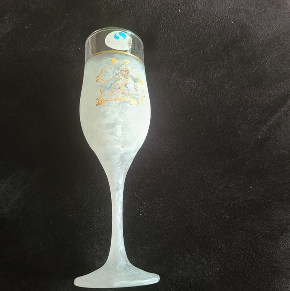 Arte Murano Art Glass Champagne Flute Cherub design Frosted Multi Colored Glass - Picture 3 of 4